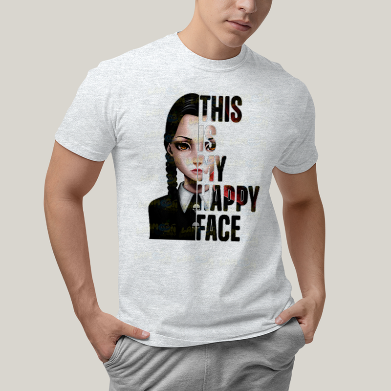 Camiseta Algodão Unissex T shirt Wandinha Essa é Minha Cara Feliz