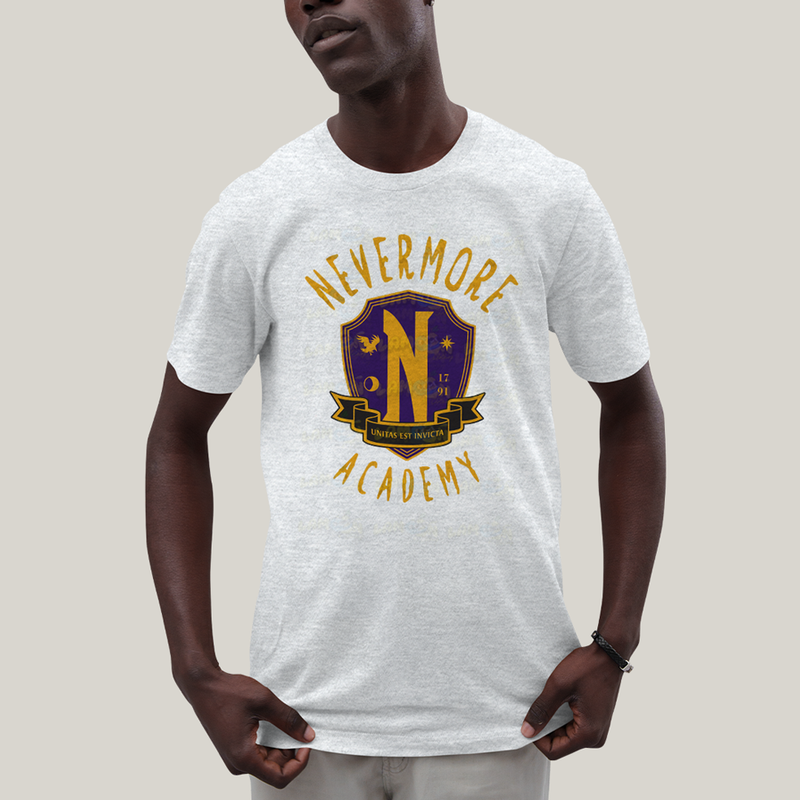 Camiseta Algodão Unissex T shirt Wandinha Unitas Est Invicta Nevermore Academy