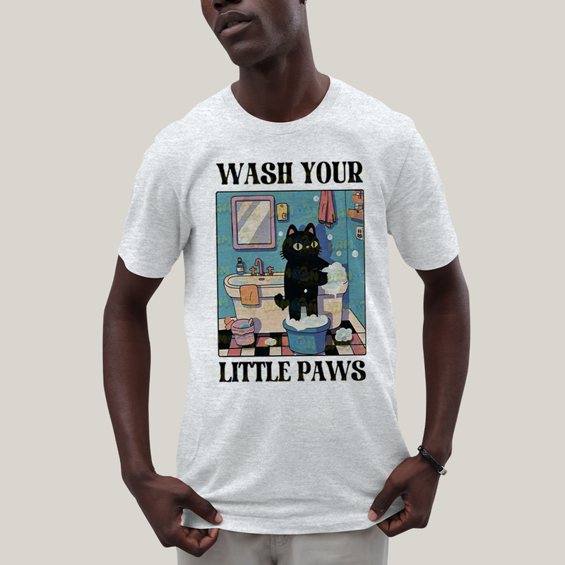 Camiseta Algodão Unissex T shirt Gatinho Lave Sua Patinhas