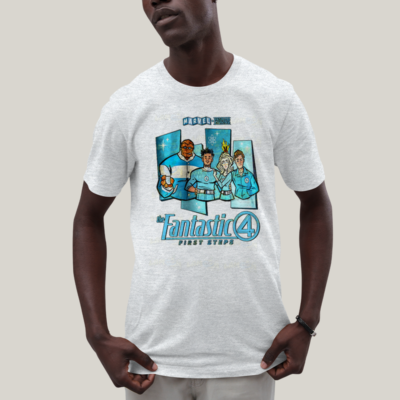Camiseta Algodão Unissex T shirt Quarteto Fantástico Primeiros Passos Cartunesco