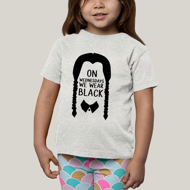 Camiseta Infantil Algodão Unissex T shirt Wandinha Na Quarta Feira Usamos Preto