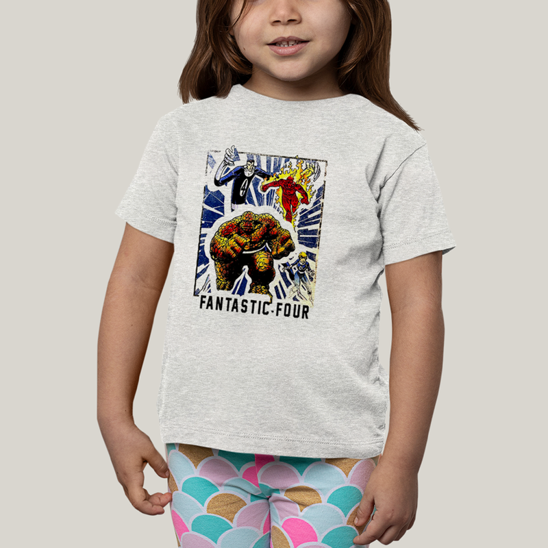 Camiseta Infantil Algodão Unissex T shirt Quarteto Fantástico Era de Prata 1