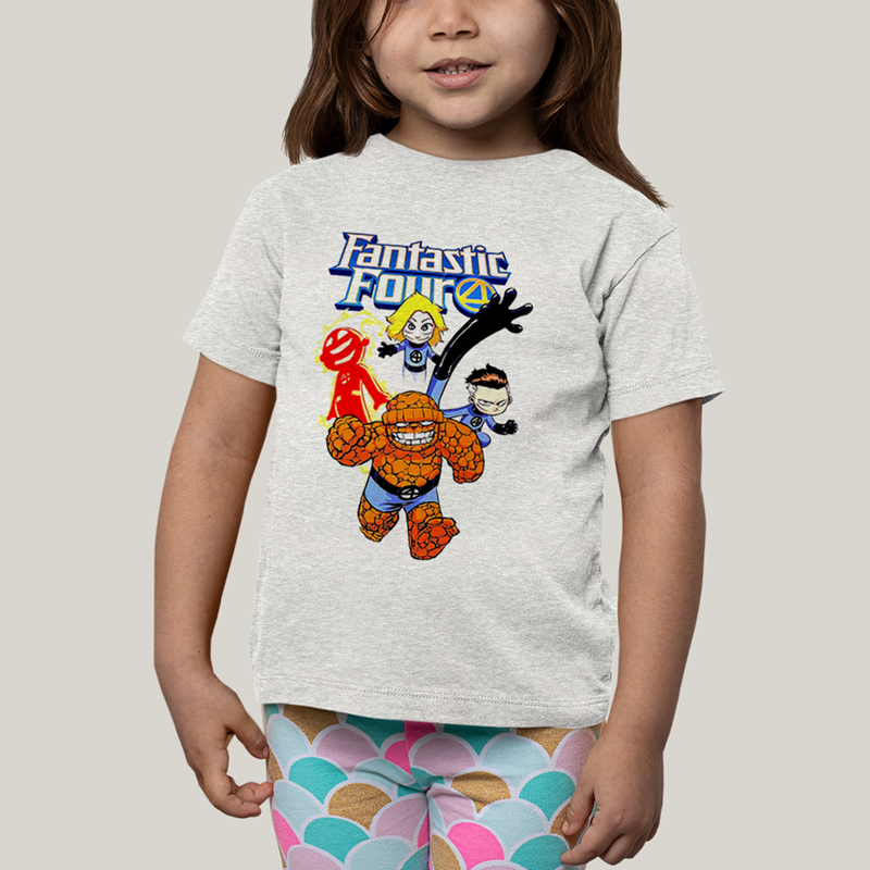 Camiseta Infantil Algodão Unissex T shirt Quarteto Fantástico Infantil