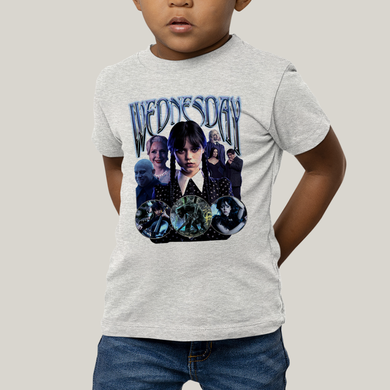 Camiseta Infantil Algodão Unissex T shirt Wandinha Wednesday Blue