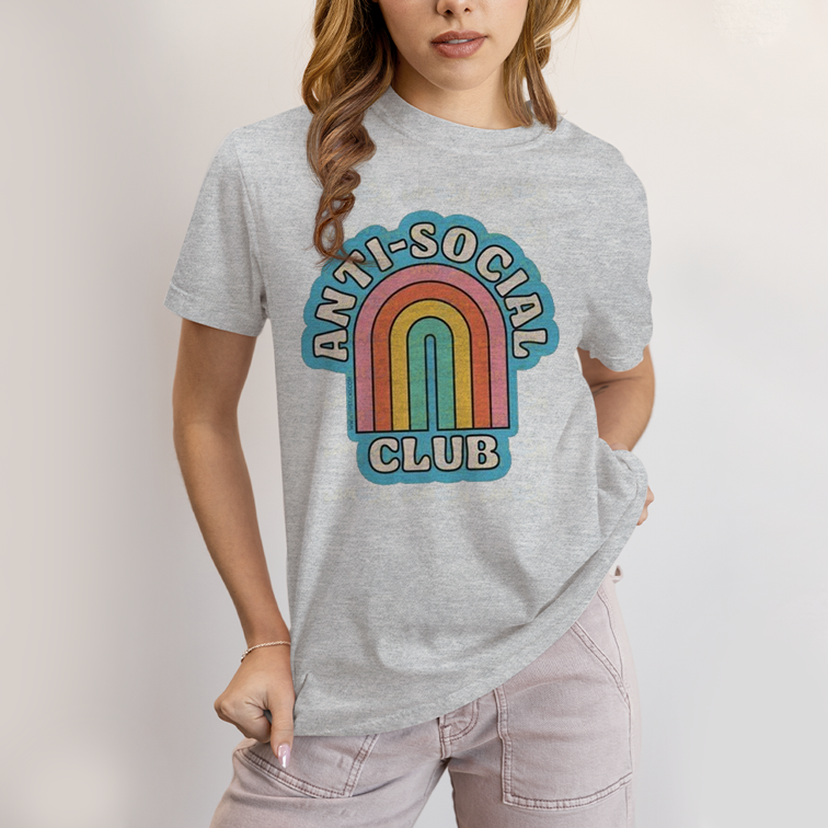 Camiseta Algodão Unissex T shirt Anti Social Club Arco Iris