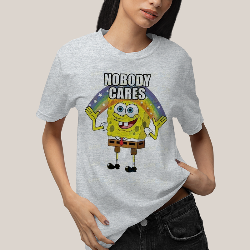 Camiseta Algodão Unissex T shirt Bob Esponja Ninguem Se Importa