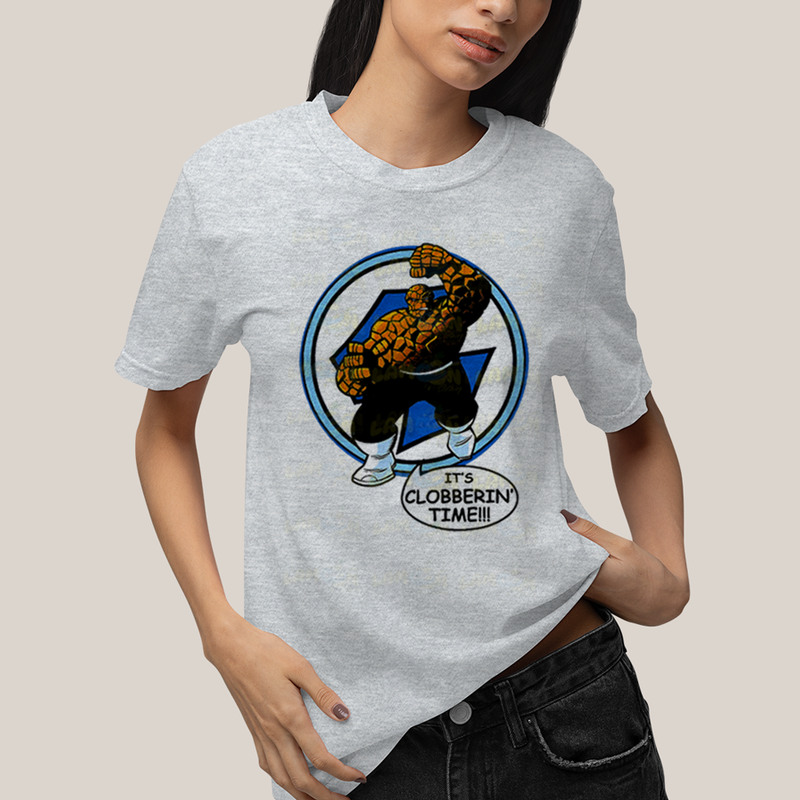 Camiseta Algodão Unissex T shirt Quarteto Fantástico O Coisa Tá na Hora do Pau