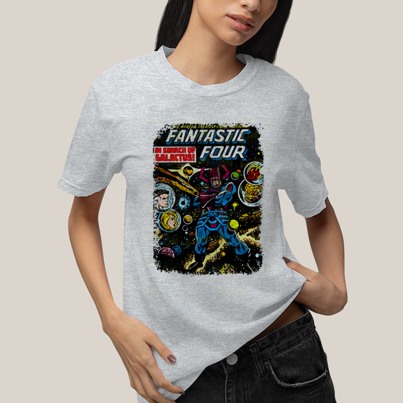Camiseta Algodão Unissex T shirt Quarteto Fantástico & Galactus Capa HQ
