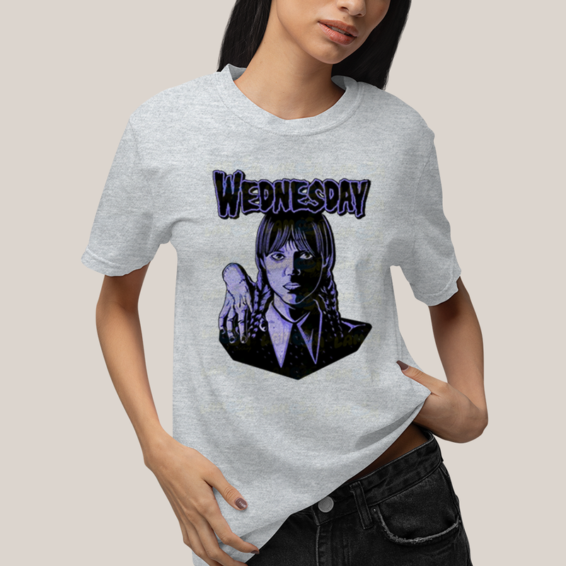 Camiseta Algodão Unissex T shirt Wandinha Roxo Wednesday