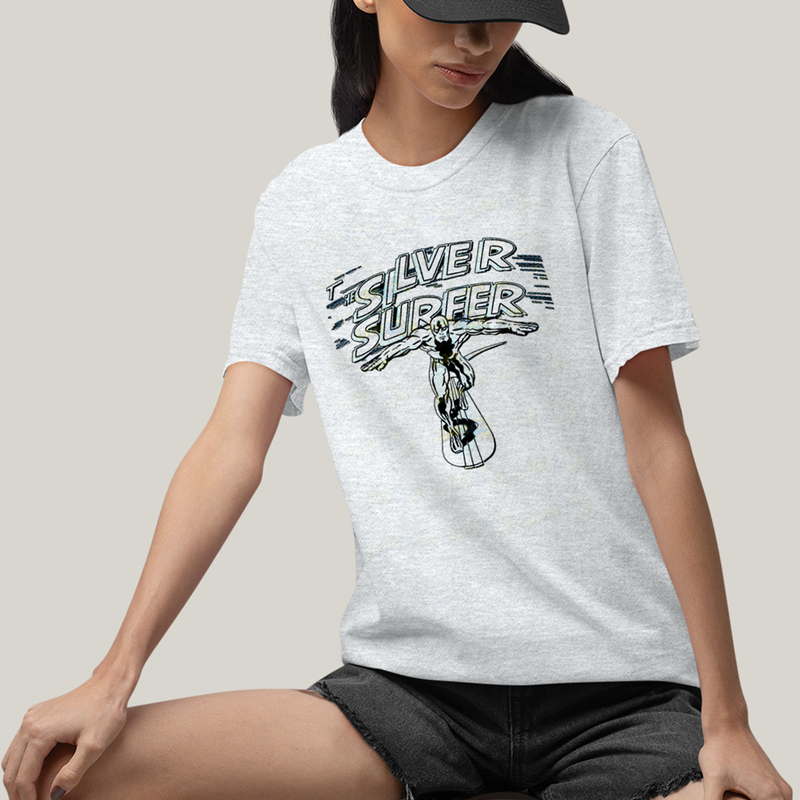 Camiseta Algodão Unissex T shirt Surfista Prateado Retrô