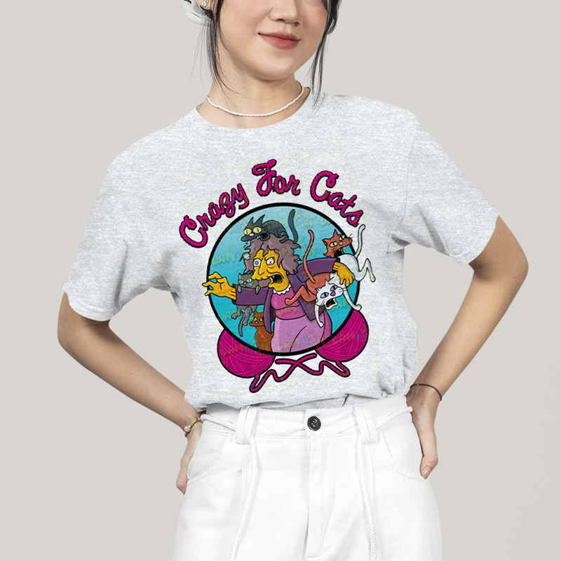Camiseta Algodão Unissex T shirt Simpsons Crazy For Cats