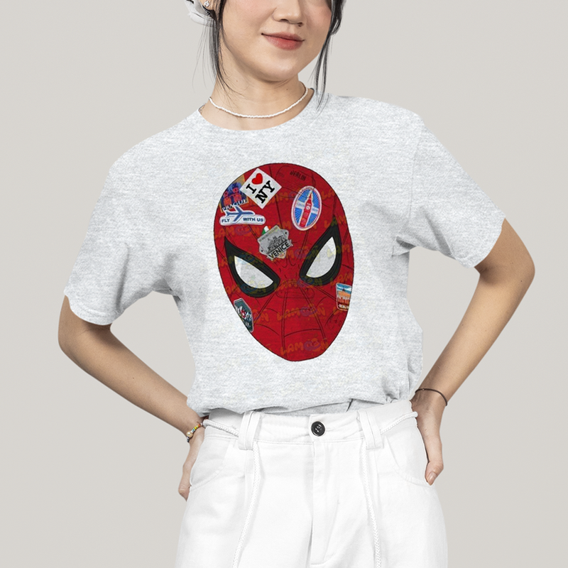 Camiseta Algodão Unissex T shirt Homem Aranha Rosto Figurinhas