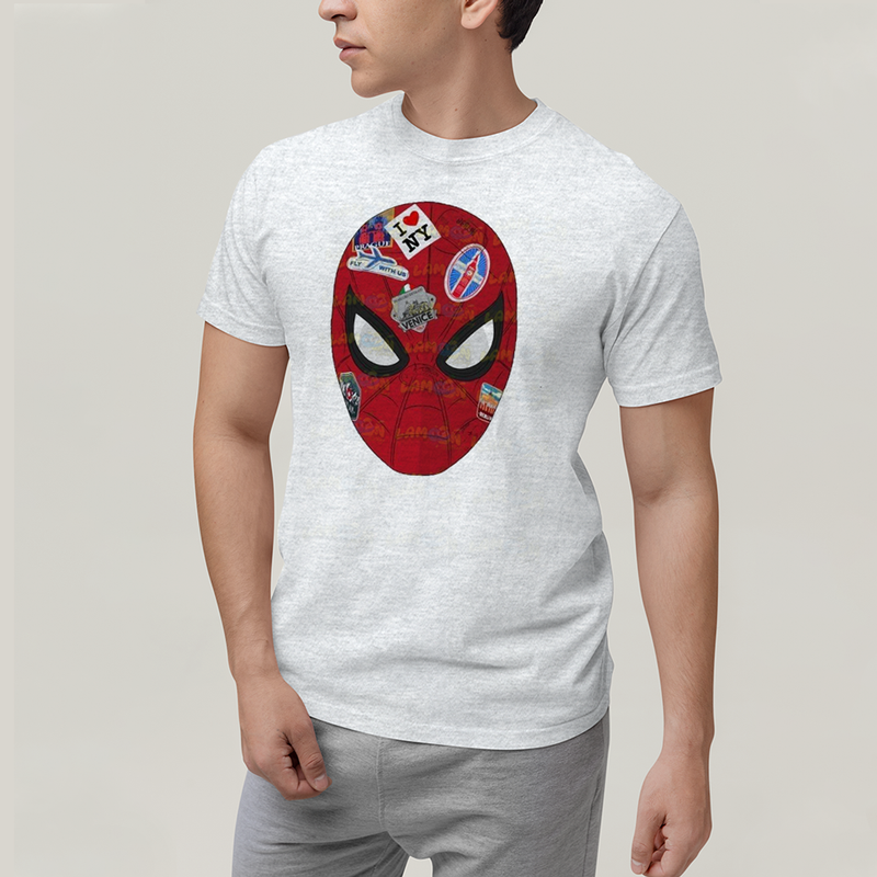 Camiseta Algodão Unissex T shirt Homem Aranha Rosto Figurinhas