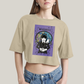 Cropped Oversized Algodão Unissex T shirt Wandinha Fundo Roxo