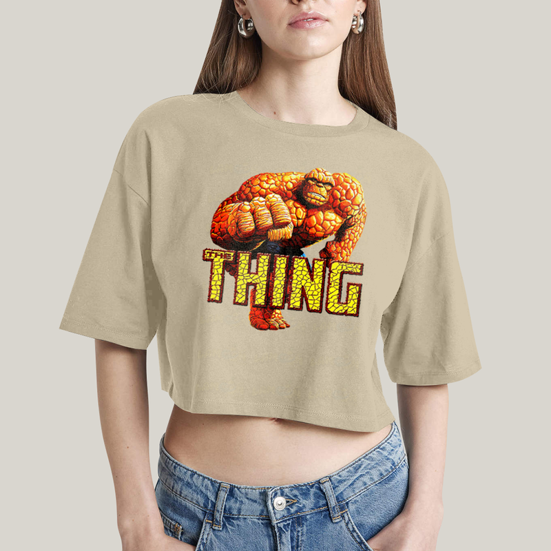 Cropped Oversized Algodão Unissex T shirt Quarteto Fantástico Thing Coisa