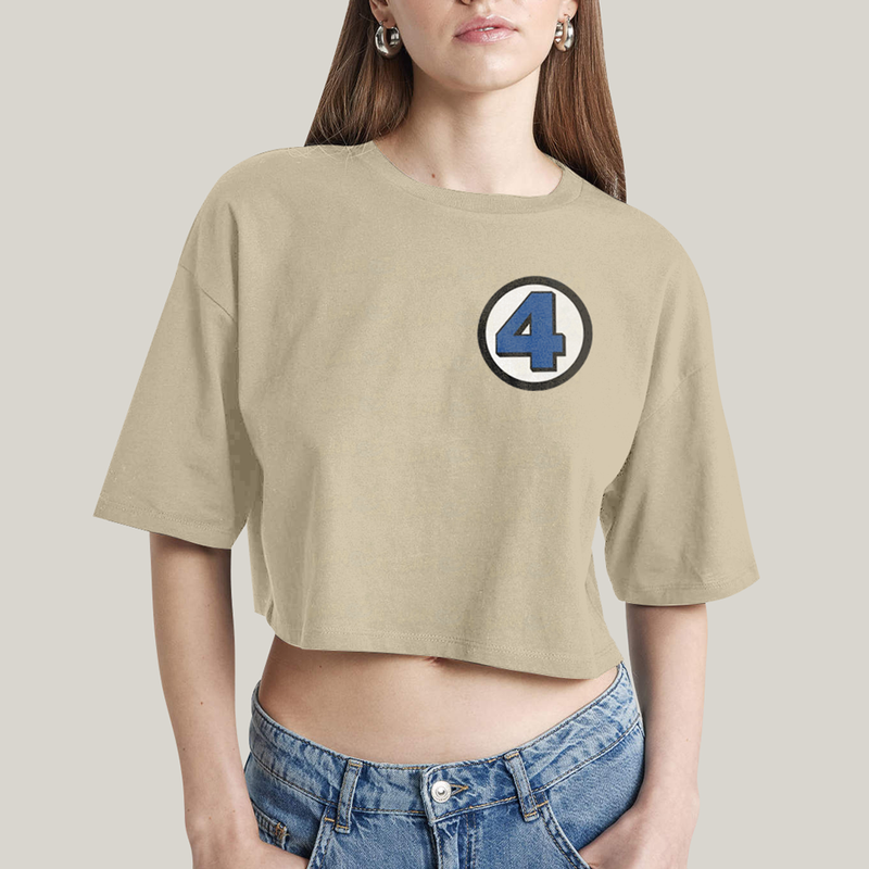 Cropped Oversized Algodão Unissex T shirt Quarteto Fantástico Logo Clássica