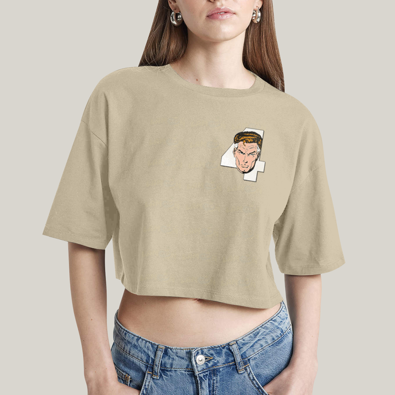 Cropped Oversized Algodão Unissex T shirt Quarteto Fantástico Logo Sr Fantástico