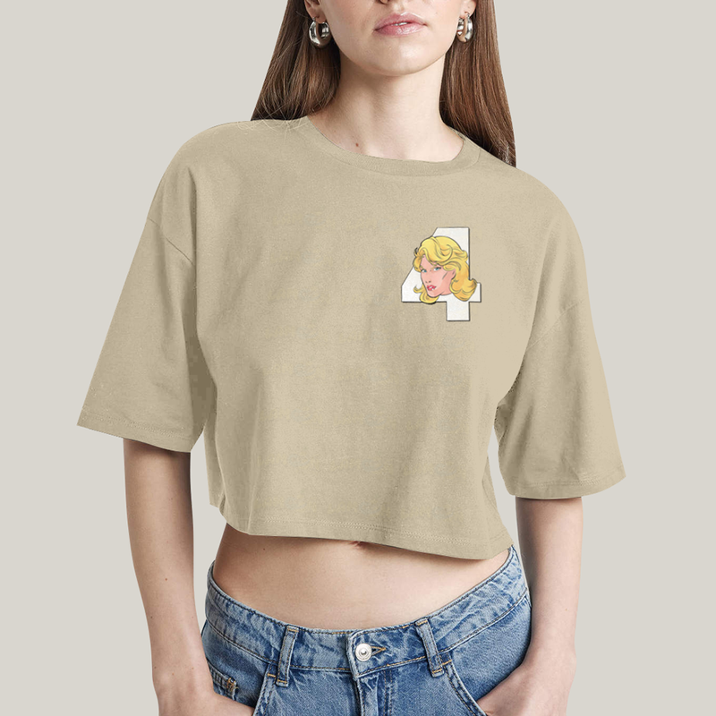Cropped Oversized Algodão Unissex T shirt Quarteto Fantástico Logo Mulher Invisivel