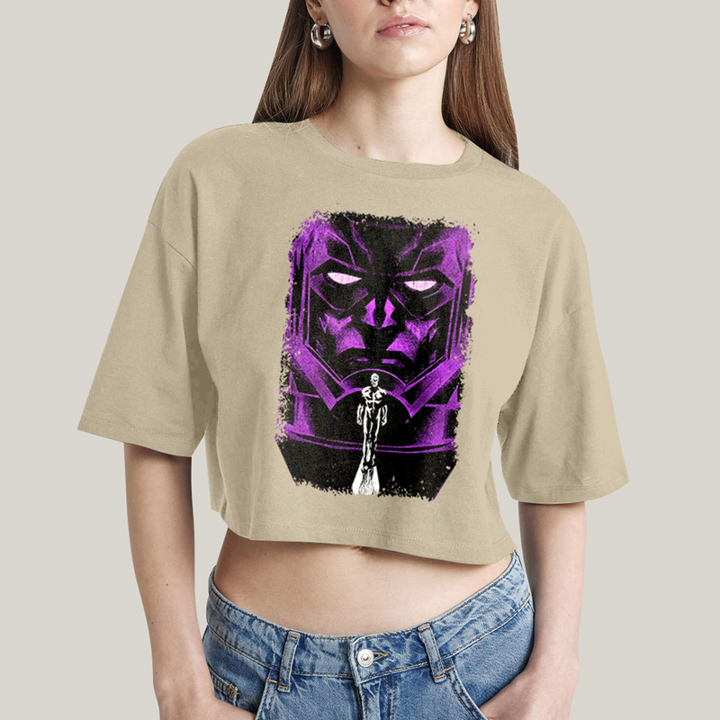 Cropped Oversized Algodão Unissex T shirt Quarteto Fantástico Galactus & Surfista Prateado