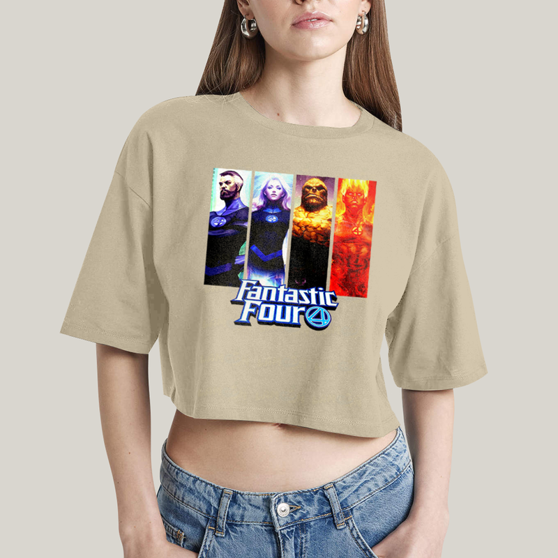 Cropped Oversized Algodão Unissex T shirt Quarteto Fantástico Fantastic Four 4