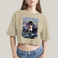 Cropped Oversized Algodão Unissex T shirt Wandinha Wednesday Blue