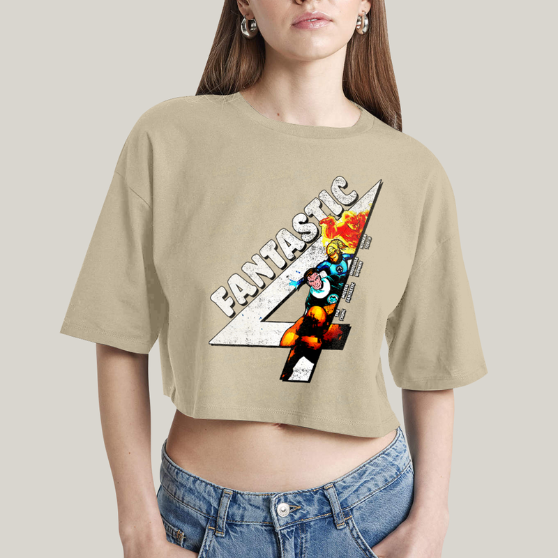 Cropped Oversized Algodão Unissex T shirt Quarteto Fantástico Fantastic 4