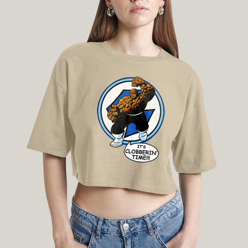 Cropped Oversized Algodão Unissex T shirt Quarteto Fantástico O Coisa Tá na Hora do Pau