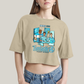 Cropped Oversized Algodão Unissex T shirt Quarteto Fantástico Primeiros Passos Cartunesco