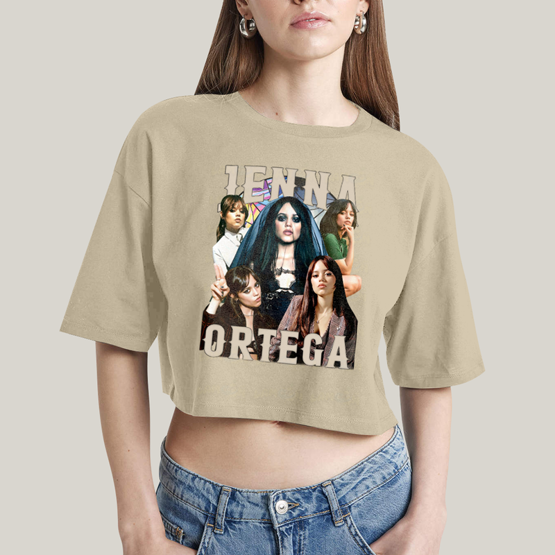 Cropped Oversized Algodão Unissex T shirt Wandinha Jenna Ortega Atriz