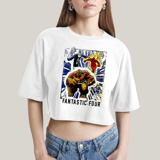 Cropped Oversized Algodão Unissex T shirt Quarteto Fantástico Era de Prata 1