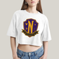 Cropped Oversized Algodão Unissex T shirt Wandinha Unitas Est Invicta