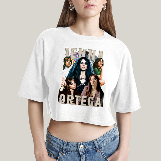 Cropped Oversized Algodão Unissex T shirt Wandinha Jenna Ortega Atriz