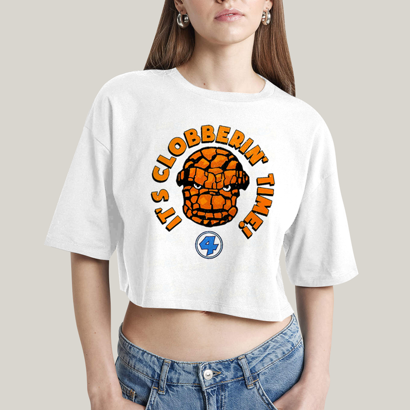 Cropped Oversized Algodão Unissex T shirt Quarteto Fantástico O Coisa Tá na Hora do Pau 1