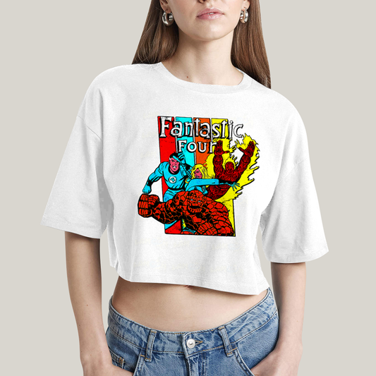Cropped Oversized Algodão Unissex T shirt Quarteto Fantástico Era de Prata 2