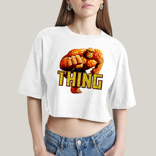 Cropped Oversized Algodão Unissex T shirt Quarteto Fantástico Thing Coisa