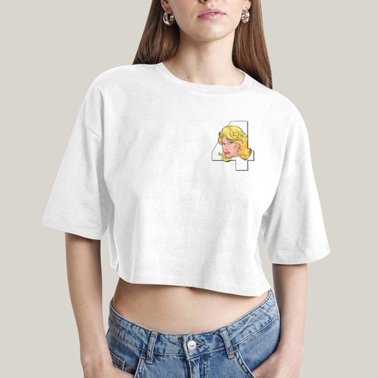 Cropped Oversized Algodão Unissex T shirt Quarteto Fantástico Logo Mulher Invisivel