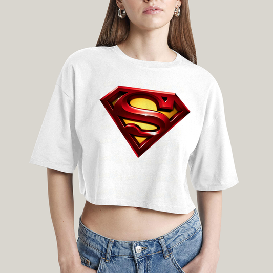 Cropped Oversized Algodão Unissex T shirt Superman Logo Clássica 4