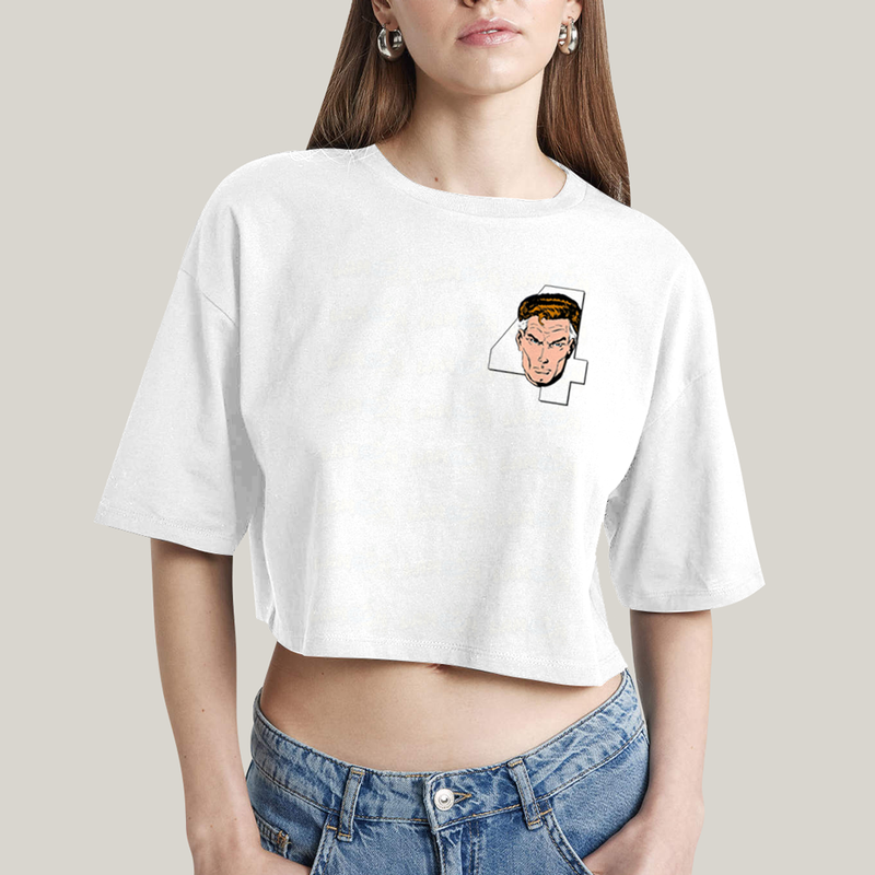 Cropped Oversized Algodão Unissex T shirt Quarteto Fantástico Logo Sr Fantástico