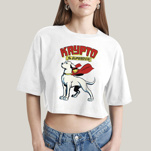 Cropped Oversized Algodão Unissex T shirt Superman Krypto The Superdog