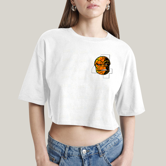 Cropped Oversized Algodão Unissex T shirt Quarteto Fantástico Logo Coisa