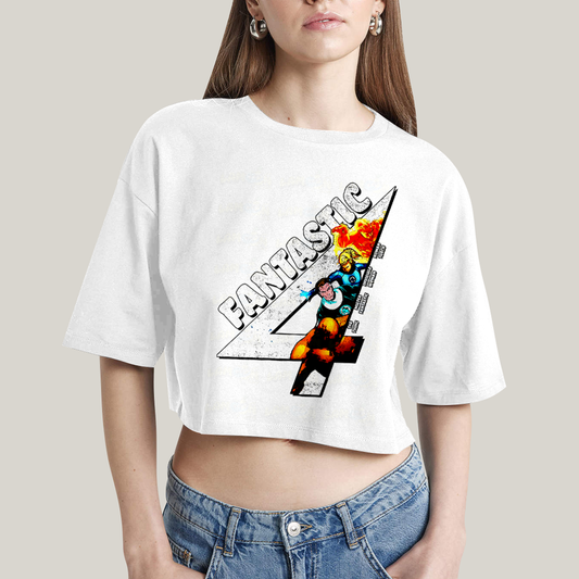 Cropped Oversized Algodão Unissex T shirt Quarteto Fantástico Fantastic 4