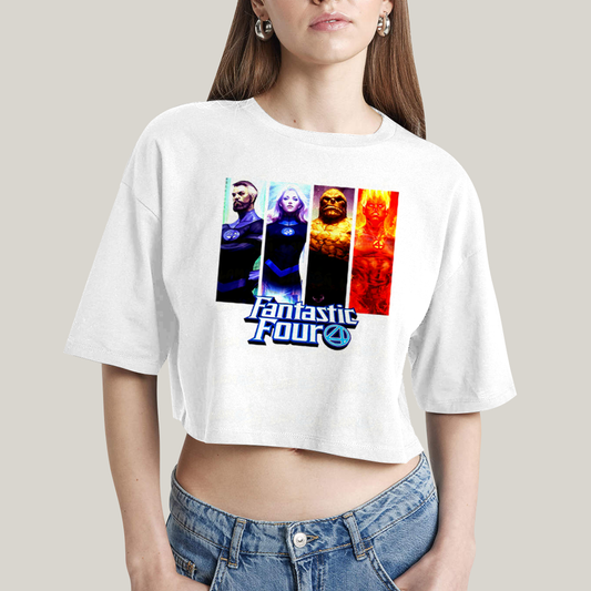 Cropped Oversized Algodão Unissex T shirt Quarteto Fantástico Fantastic Four 4
