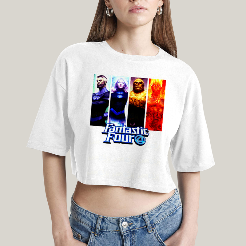 Cropped Oversized Algodão Unissex T shirt Quarteto Fantástico Fantastic Four 4
