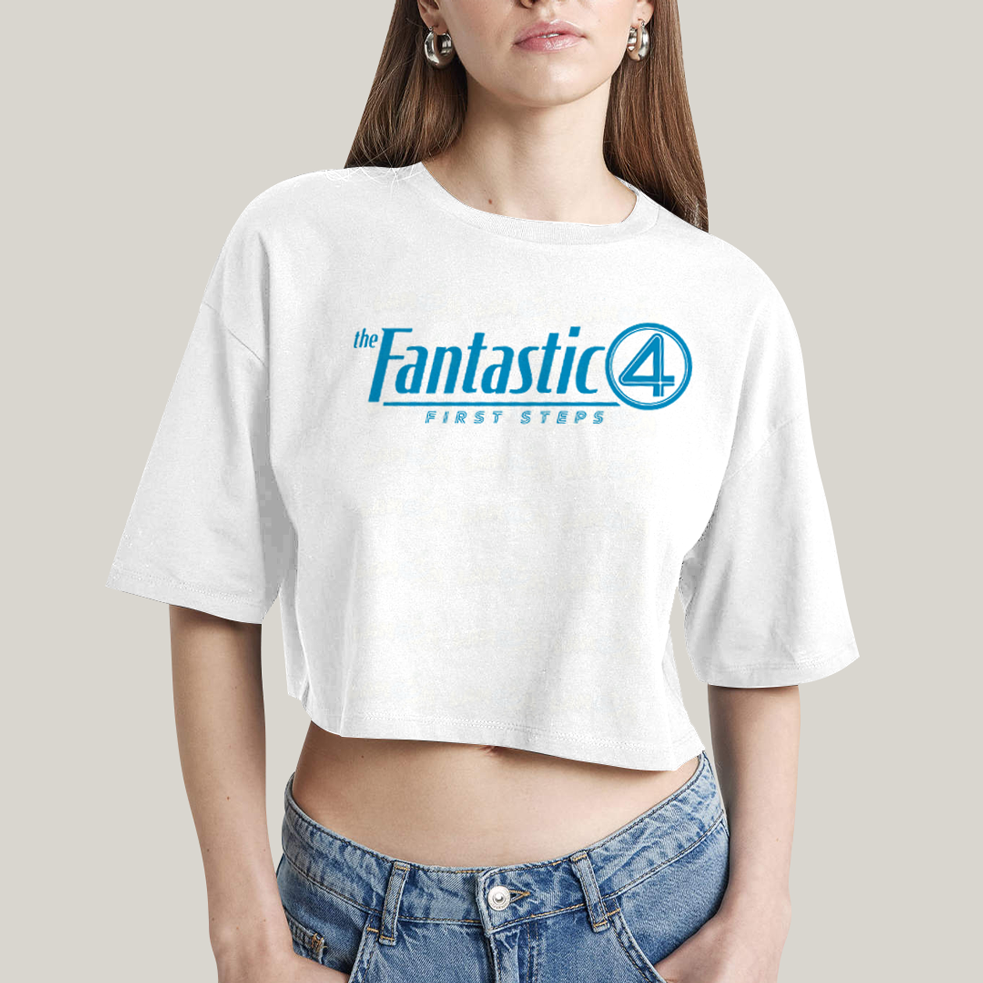 Cropped Oversized Algodão Unissex T shirt The Fantastic Four First Steps