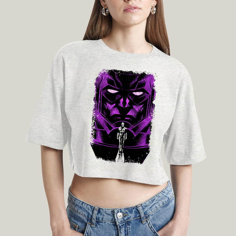 Cropped Oversized Algodão Unissex T shirt Quarteto Fantástico Galactus & Surfista Prateado