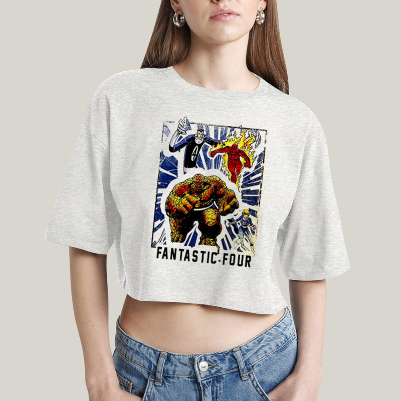 Cropped Oversized Algodão Unissex T shirt Quarteto Fantástico Era de Prata 1