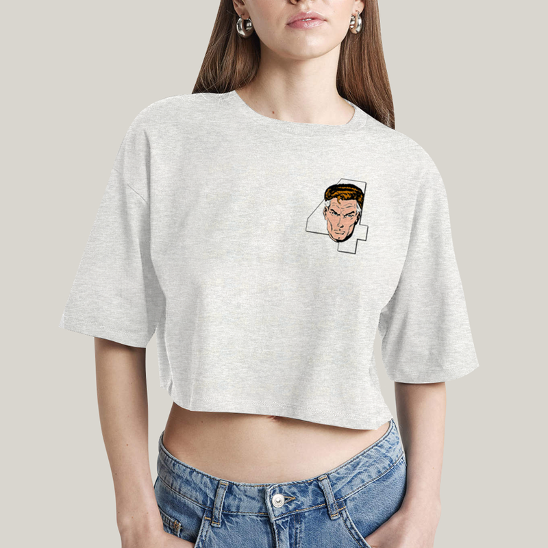 Cropped Oversized Algodão Unissex T shirt Quarteto Fantástico Logo Sr Fantástico