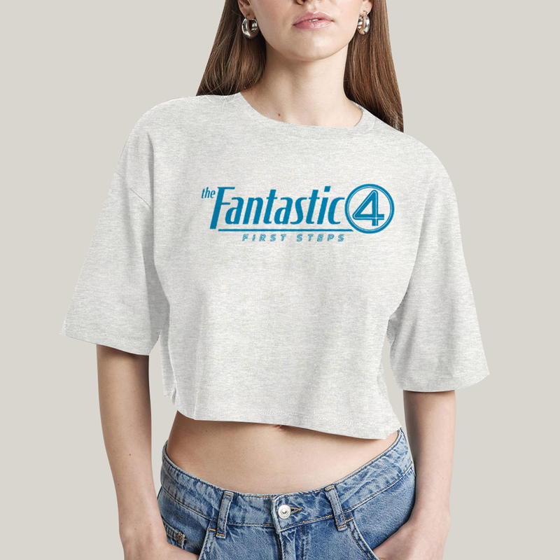 Cropped Oversized Algodão Unissex T shirt The Fantastic Four First Steps