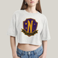 Cropped Oversized Algodão Unissex T shirt Wandinha Unitas Est Invicta