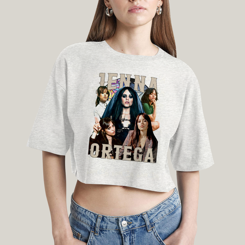 Cropped Oversized Algodão Unissex T shirt Wandinha Jenna Ortega Atriz